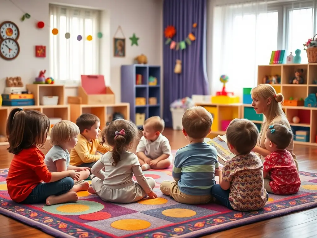 A photograph of children participating in a storytelling session at LES MOTS DISANT, highlighting the organization's commitment to cultural education.