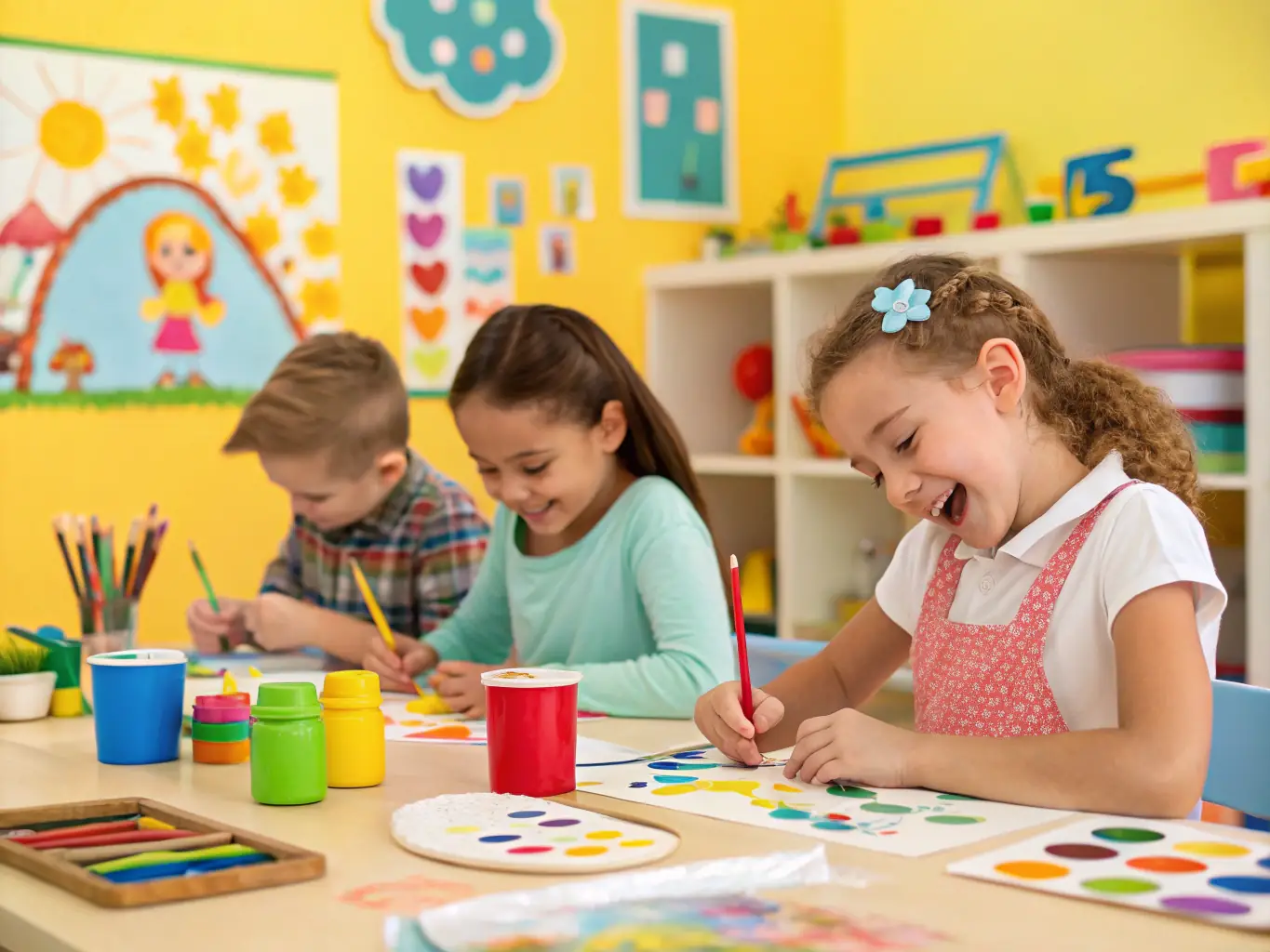 An image showing children participating in an educational workshop at LES MOTS DISANT, emphasizing the organization's commitment to cultural education and youth engagement.